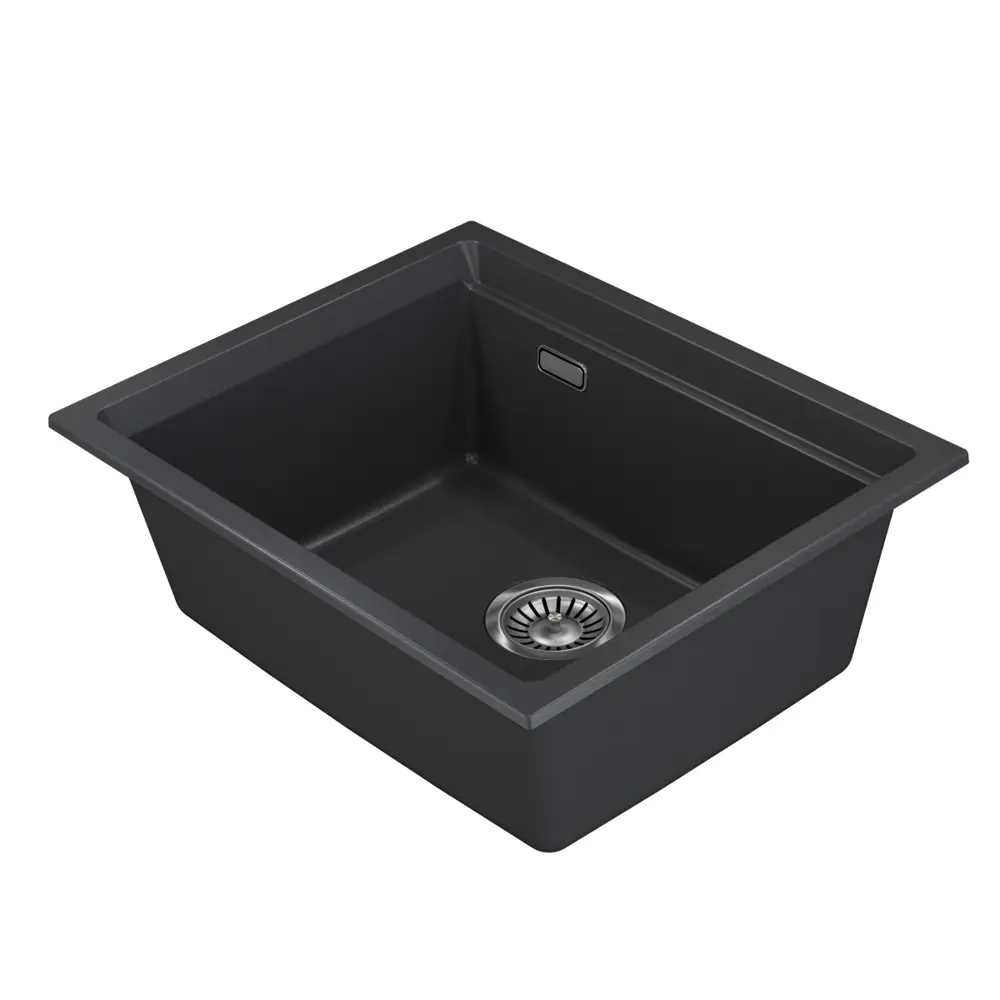 Фото 4 Мойка для кухни Online Comfort врезная/подстольная 5553 55.50x45 см глубина чаши 20 см кварцевый песок цвет черный матовый Фото 4 Мойка для кухни Online Comfort врезная/подстольная 5553 55.50x45 см глубина чаши 20 см кварцевый песок цвет черный матовый