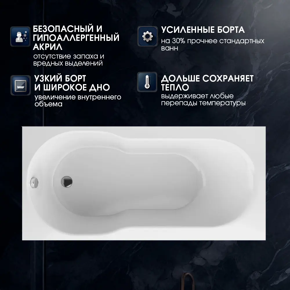 Фото 2 Прямоугольная ванна Am.pm W88A-150-070W-AR акрил 70x150см Фото 2 Прямоугольная ванна Am.pm W88A-150-070W-AR акрил 70x150см