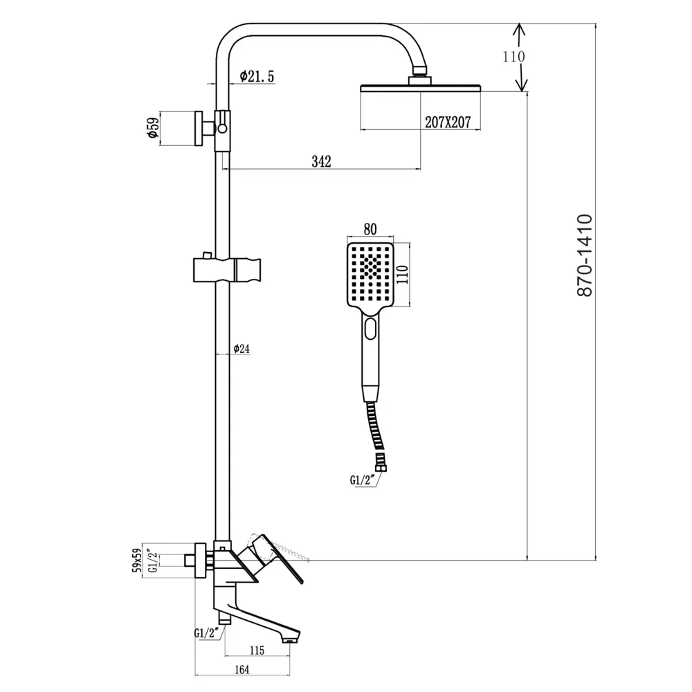 Фото 2 Душевая система SAVOL S-600708-1 однорычажный смеситель цвет хром