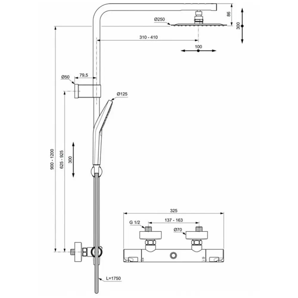 Фото 2 Душевая система IDEAL STANDARD Ceratherm 00000096885 термостатический смеситель цвет хром Фото 2 Душевая система IDEAL STANDARD Ceratherm 00000096885 термостатический смеситель цвет хром