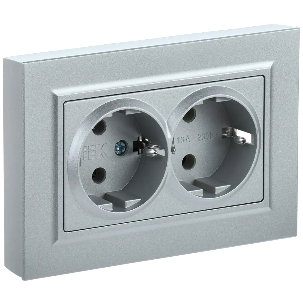 Фото Розетка встраиваемая Iek Brite BR-R21-16-K46-F с заземлением цвет нержавеющая сталь Фото Розетка встраиваемая Iek Brite BR-R21-16-K46-F с заземлением цвет нержавеющая сталь