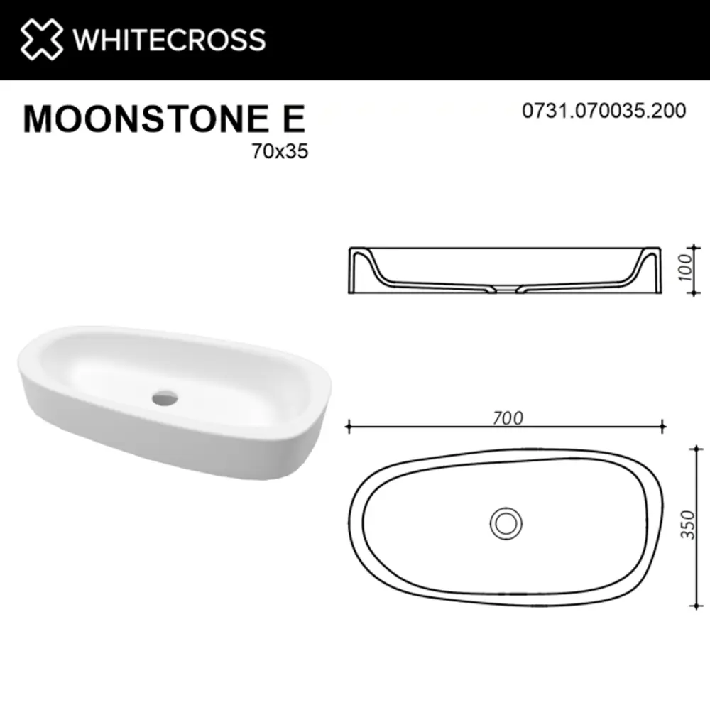 Фото 6 Раковина накладная Whitecross moonstone e 0731.070035.200 70см цвет белый матовый Фото 6 Раковина накладная Whitecross moonstone e 0731.070035.200 70см цвет белый матовый