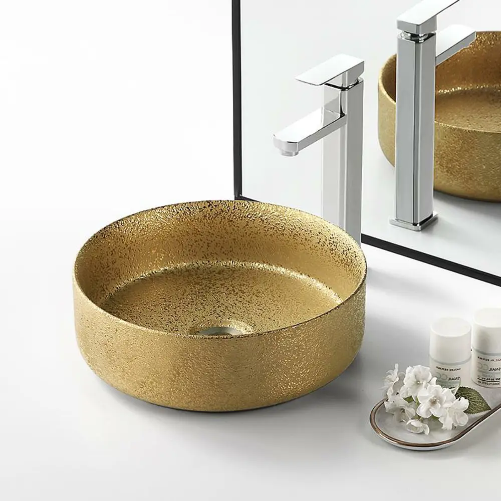 Фото Раковина накладная Point виктория PN430 35.5см цвет брашированное золото