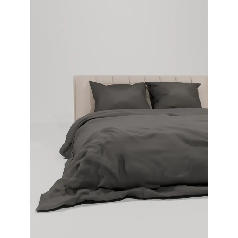 Фото 5 Комплект постельного белья Лидер Дом Темно-серый евро бязь серый/серебристый 50x70 мм