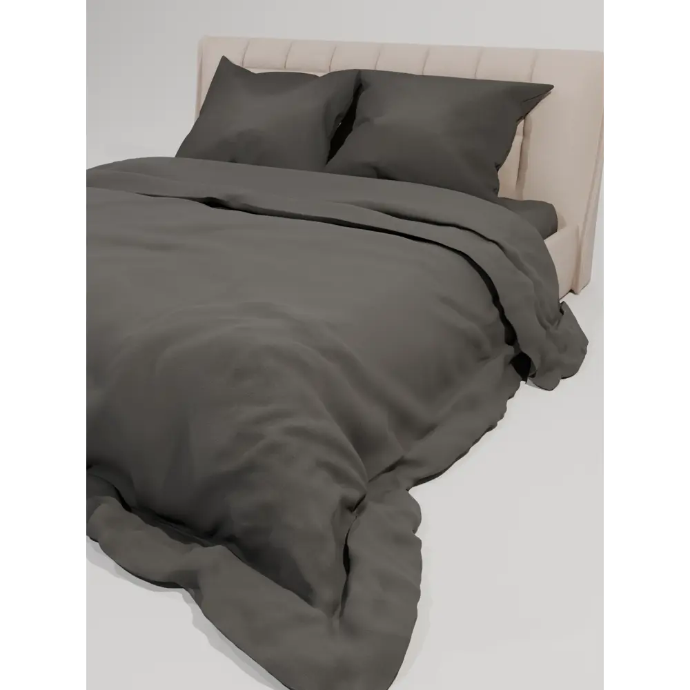 Фото 2 Комплект постельного белья Лидер Дом Темно-серый евро бязь серый/серебристый 50x70 мм