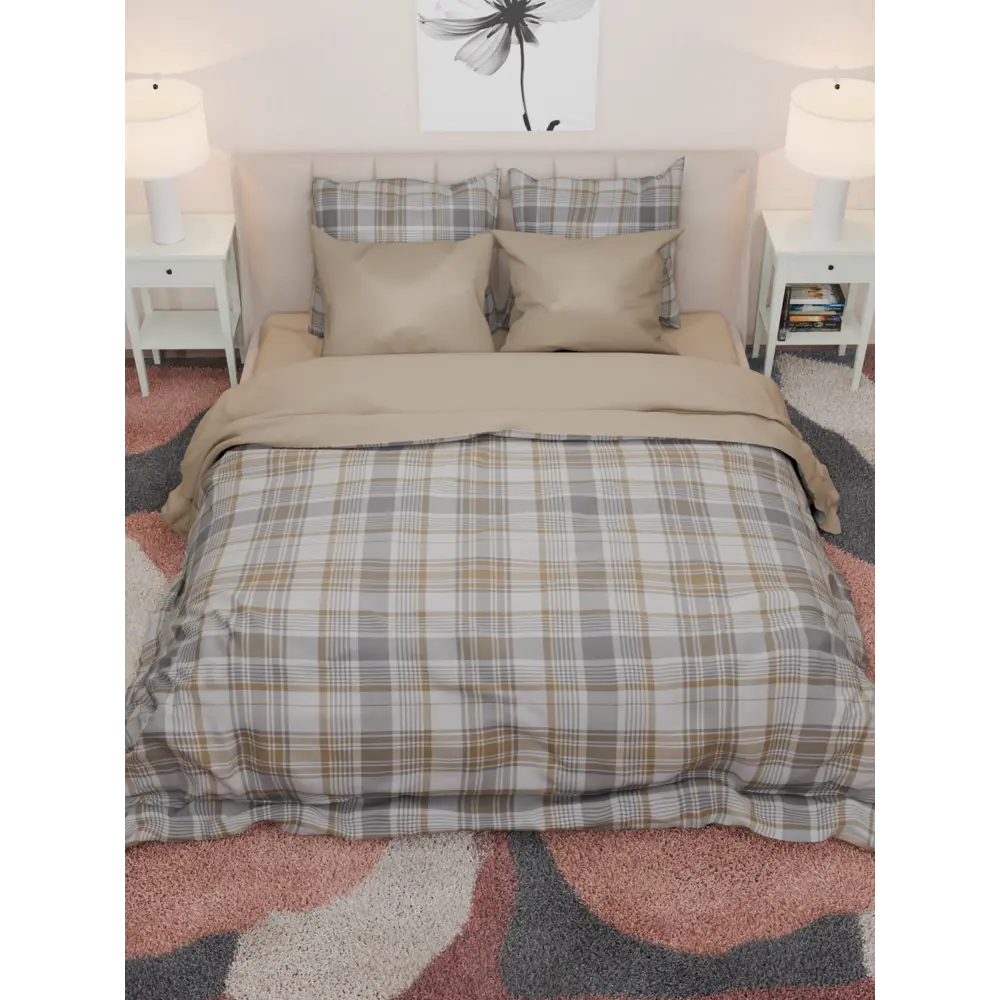 Фото 4 Комплект постельного белья Лидер Дом Алекс двуспальный бязь серый/серебристый 50x70 мм