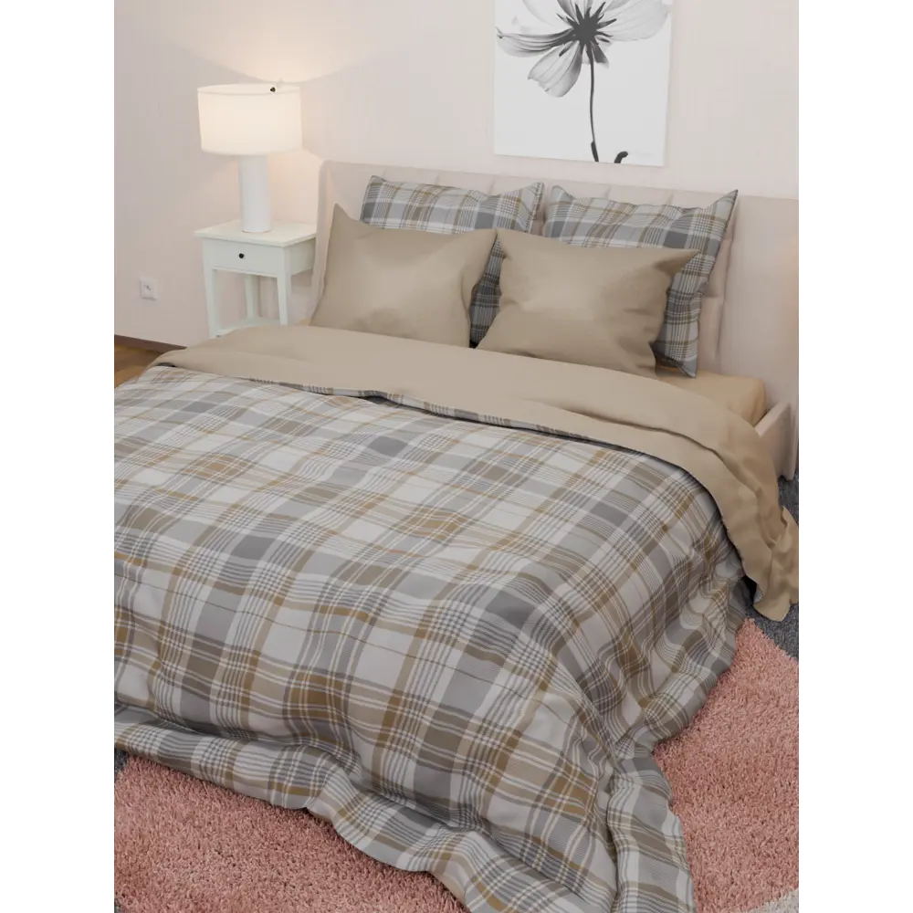 Фото 6 Комплект постельного белья Лидер Дом Алекс двуспальный бязь серый/серебристый 50x70 мм