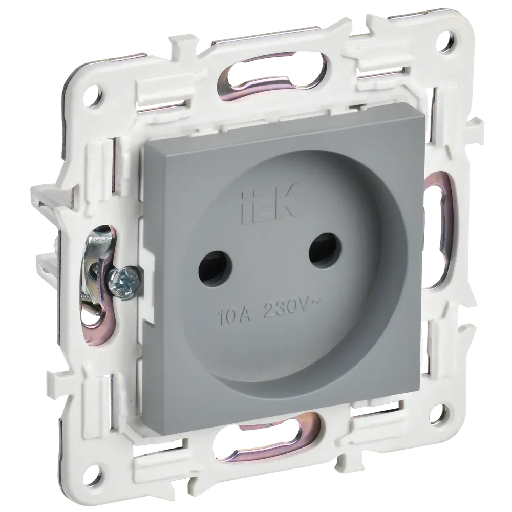 Фото Розетка встраиваемая Iek Skandy SK-R13-10-K03 со шторками цвет серый Фото Розетка встраиваемая Iek Skandy SK-R13-10-K03 со шторками цвет серый