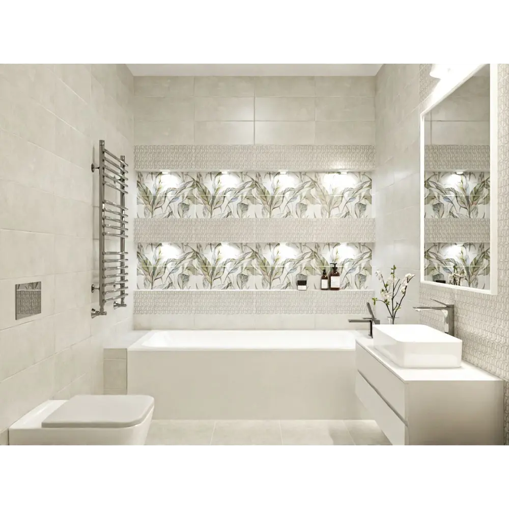 Фото 10 Плитка настенная Azori Trent 20.1x50.5 см 1.62 м² матовая цвет серый Фото 10 Плитка настенная Azori Trent 20.1x50.5 см 1.62 м² матовая цвет серый