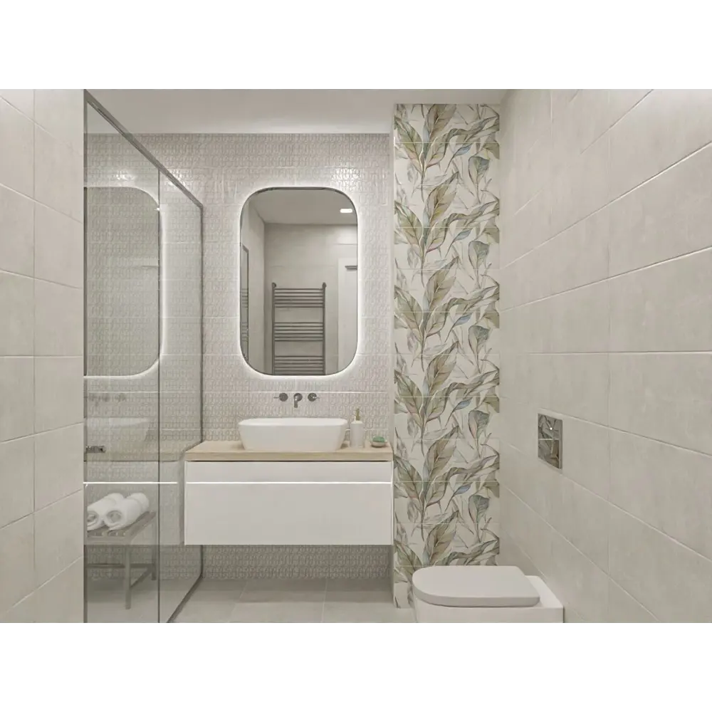 Фото 6 Плитка настенная Azori Trent 20.1x50.5 см 1.62 м² матовая цвет серый Фото 6 Плитка настенная Azori Trent 20.1x50.5 см 1.62 м² матовая цвет серый