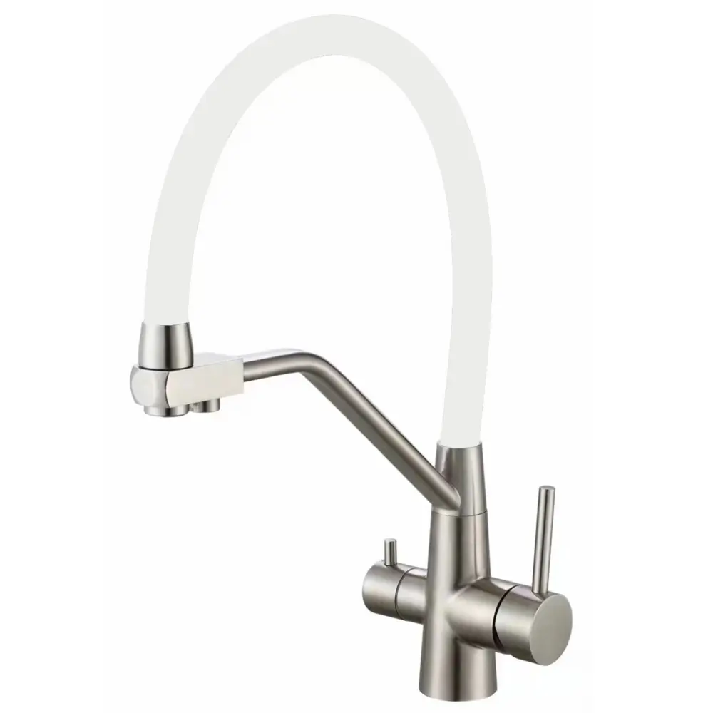 Фото Смеситель для кухни Fmark FS0662-L02 гибкий излив 23.7 см цвет сатин Фото Смеситель для кухни Fmark FS0662-L02 гибкий излив 23.7 см цвет сатин