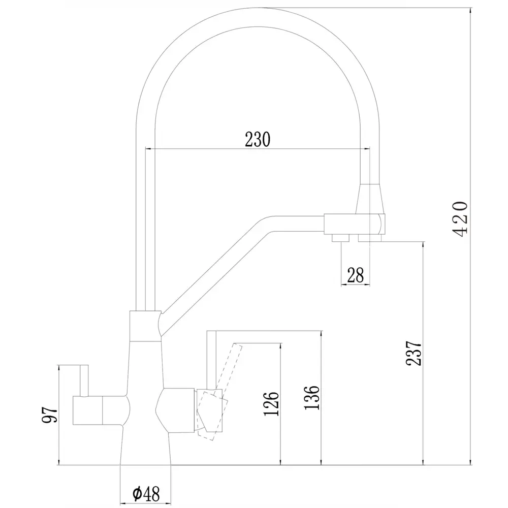 Фото 2 Смеситель для кухни Fmark FS0662-Q01 гибкий излив 23.7 см цвет графит Фото 2 Смеситель для кухни Fmark FS0662-Q01 гибкий излив 23.7 см цвет графит