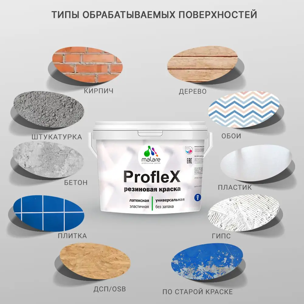 Фото 4 Краска резиновая Malare ProfleX Latex универсальная быстросохнущая полуглянцевая цвет терракотовый 2 кг Фото 4 Краска резиновая Malare ProfleX Latex универсальная быстросохнущая полуглянцевая цвет терракотовый 2 кг