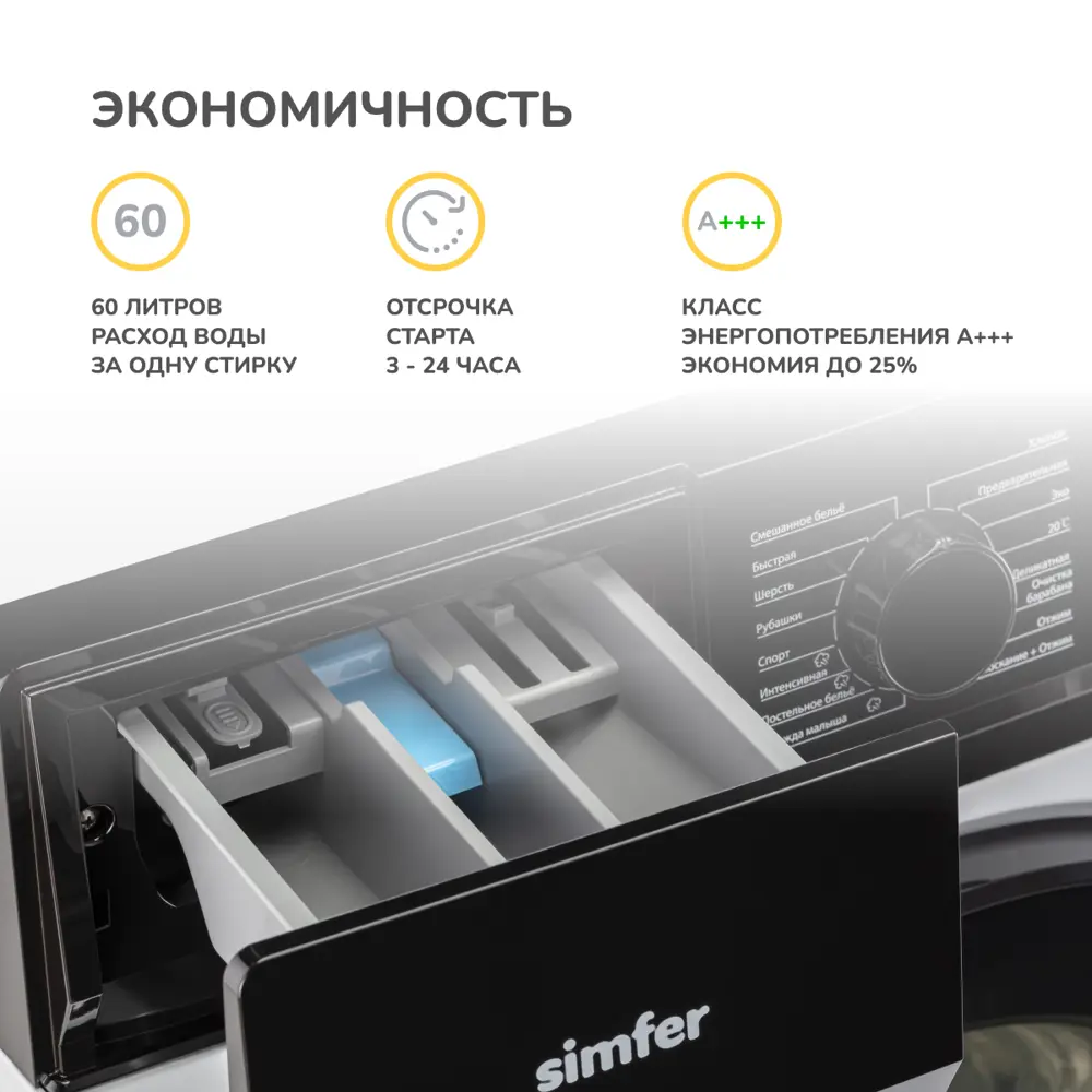 Фото 8 Стиральная машина Simfer Whc902 60x85x56 см 10.5 кг цвет белый Фото 8 Стиральная машина Simfer Whc902 60x85x56 см 10.5 кг цвет белый