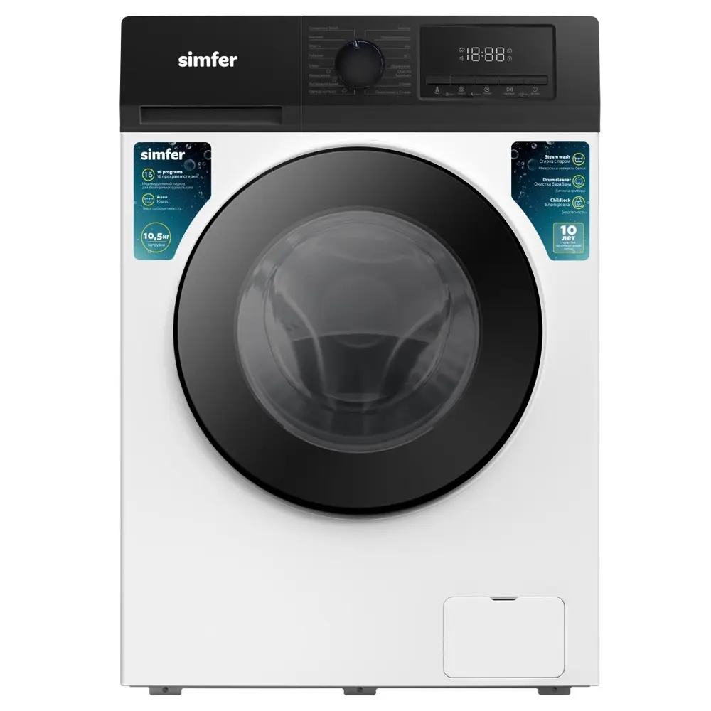 Фото Стиральная машина Simfer Whc902 60x85x56 см 10.5 кг цвет белый Фото Стиральная машина Simfer Whc902 60x85x56 см 10.5 кг цвет белый