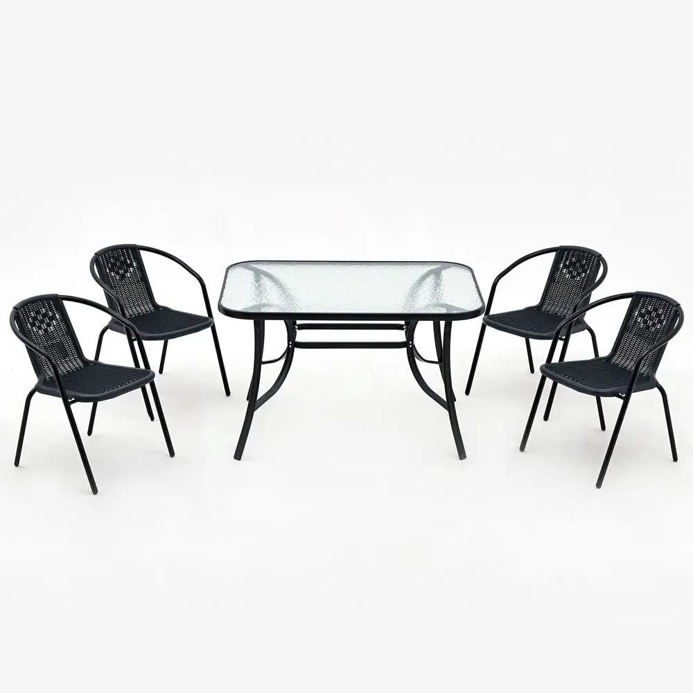 Фото Набор обеденной мебели для сада 10608322 металл и пластик серый 5 предметов