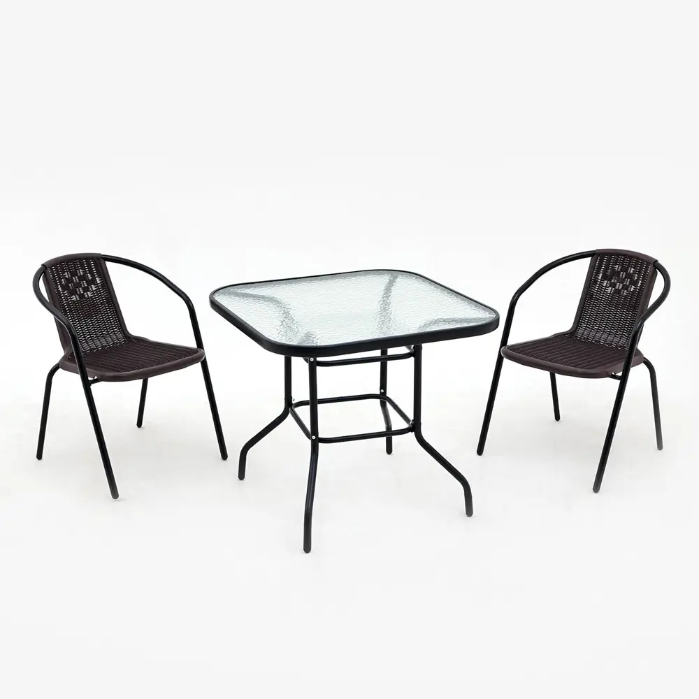 Фото Набор обеденной мебели для сада 10608314 металл и пластик коричневый 3 предмета