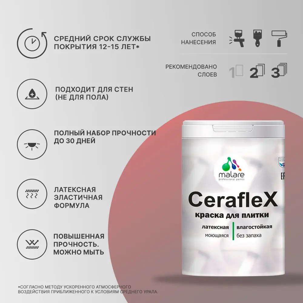 Фото 2 Краска для плитки Malare Ceraflex Latex для влажных помещений быстросохнущая матовая цвет сахарный вихрь 0.5 кг Фото 2 Краска для плитки Malare Ceraflex Latex для влажных помещений быстросохнущая матовая цвет сахарный вихрь 0.5 кг