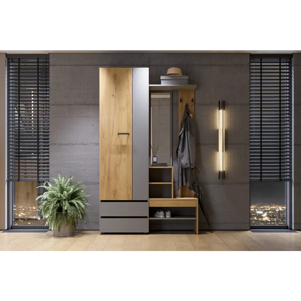 Фото Вешалка для верхней одежды Furniture Integration Абрау 120.10x202.50x35.20 см ЛДСП цвет серый Фото Вешалка для верхней одежды Furniture Integration Абрау 120.10x202.50x35.20 см ЛДСП цвет серый
