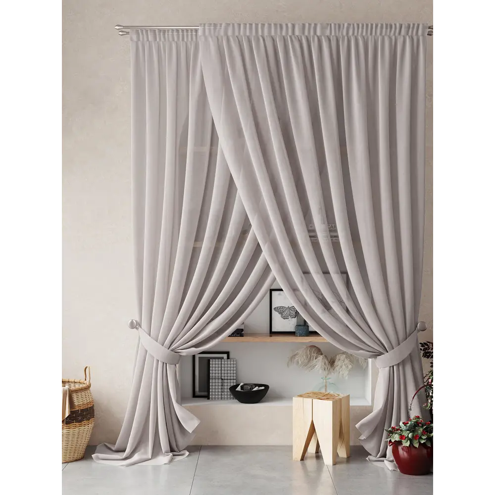 Фото 6 Тюль на ленте At Home Нариа вуаль 300x250 см цвет серый AA207260-250 Фото 6 Тюль на ленте At Home Нариа вуаль 300x250 см цвет серый AA207260-250