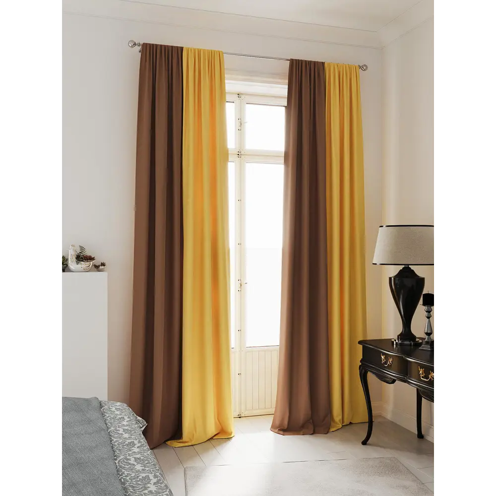 Фото 3 Комплект штор на ленте At Home Нобиус сатин 145x230 см цвет желтый AA213541-230 Фото 3 Комплект штор на ленте At Home Нобиус сатин 145x230 см цвет желтый AA213541-230