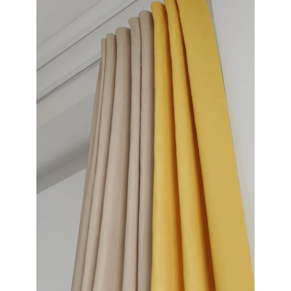 Фото 5 Комплект штор на ленте At Home Нобиус сатин 145x230 см цвет желтый AA213631-230