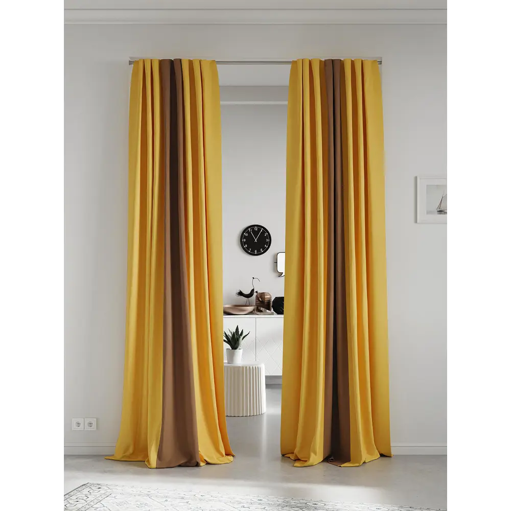 Фото 2 Комплект штор на ленте At Home Нобиус сатин 180x290 см цвет коричневый AA213573-290