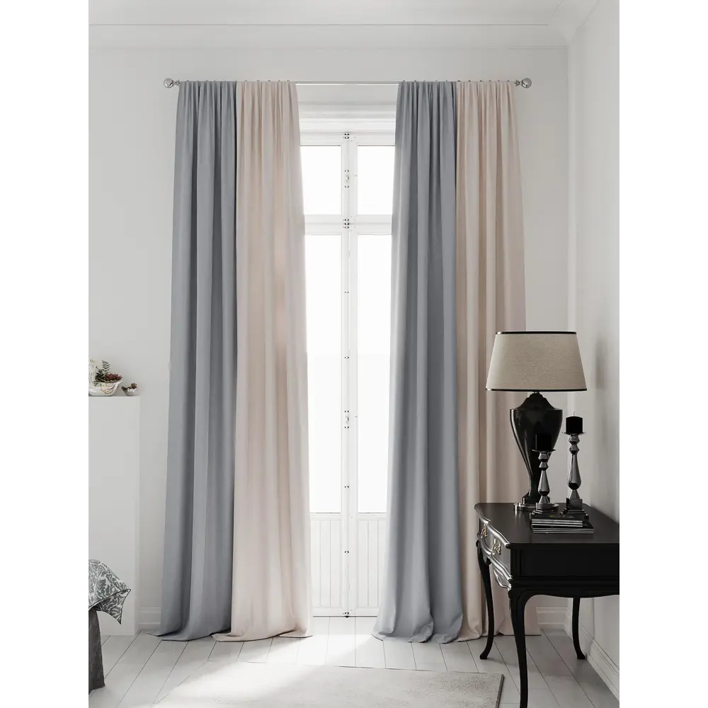 Фото 2 Комплект штор на ленте At Home Нобиус сатин 145x230 см цвет синий/серый/голубой AA213517-230 Фото 2 Комплект штор на ленте At Home Нобиус сатин 145x230 см цвет синий/серый/голубой AA213517-230