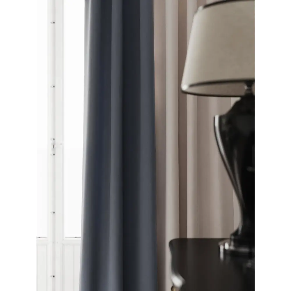 Фото 5 Комплект штор на ленте At Home Нобиус сатин 145x250 см цвет синий/серый/голубой AA213512-250