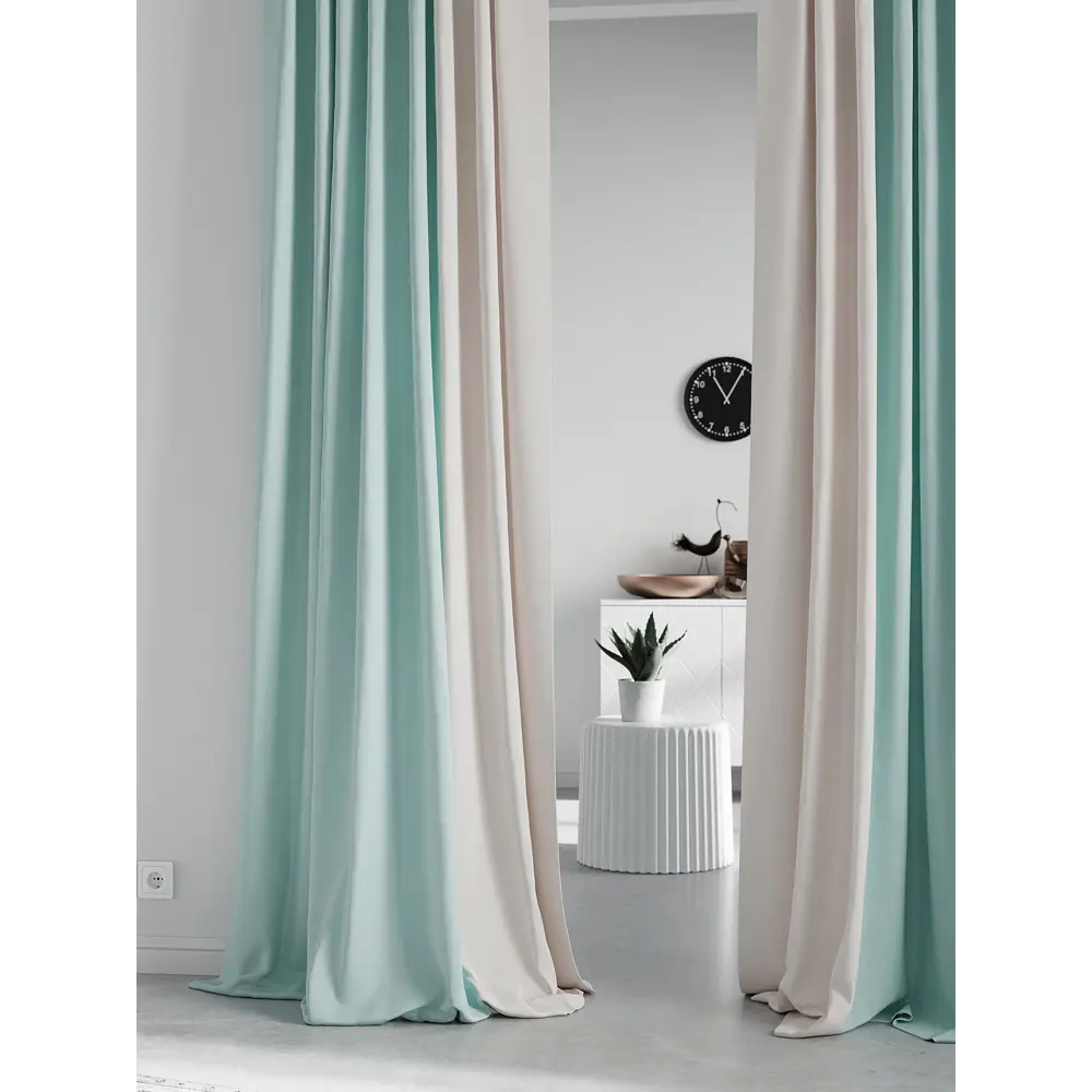 Фото 3 Комплект штор на ленте At Home Нобиус сатин 145x260 см цвет бирюзовый AA213595-260