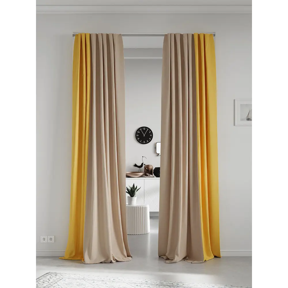 Фото 2 Комплект штор на ленте At Home Нобиус сатин 145x290 см цвет желтый AA213631-290 Фото 2 Комплект штор на ленте At Home Нобиус сатин 145x290 см цвет желтый AA213631-290