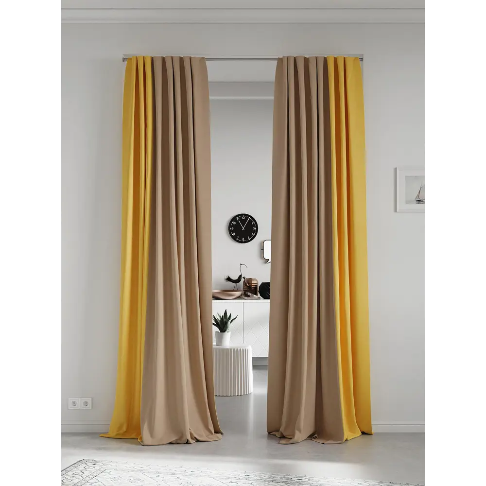 Фото 2 Комплект штор на ленте At Home Нобиус сатин 145x340 см цвет желтый AA213632-340 Фото 2 Комплект штор на ленте At Home Нобиус сатин 145x340 см цвет желтый AA213632-340