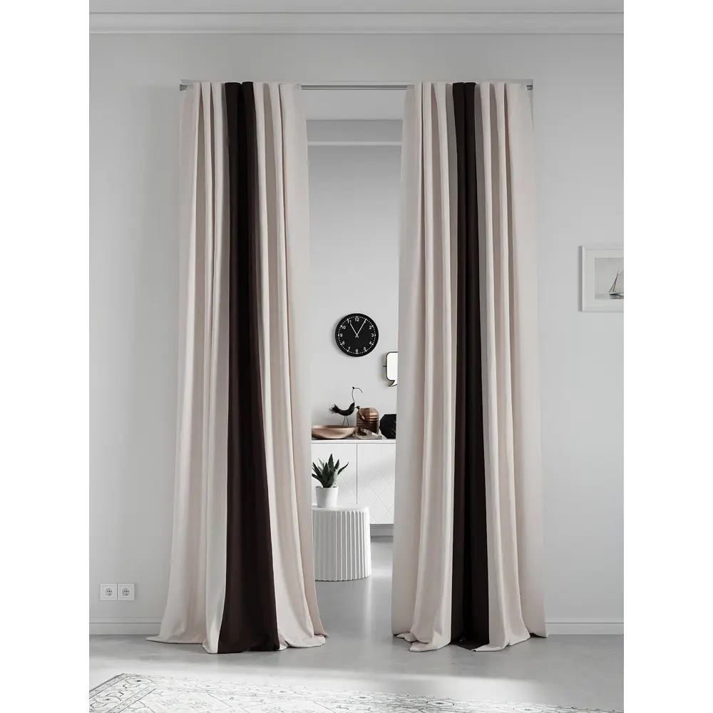 Фото 2 Комплект штор на ленте At Home Нобиус сатин 145x340 см цвет бежевый AA213543-340