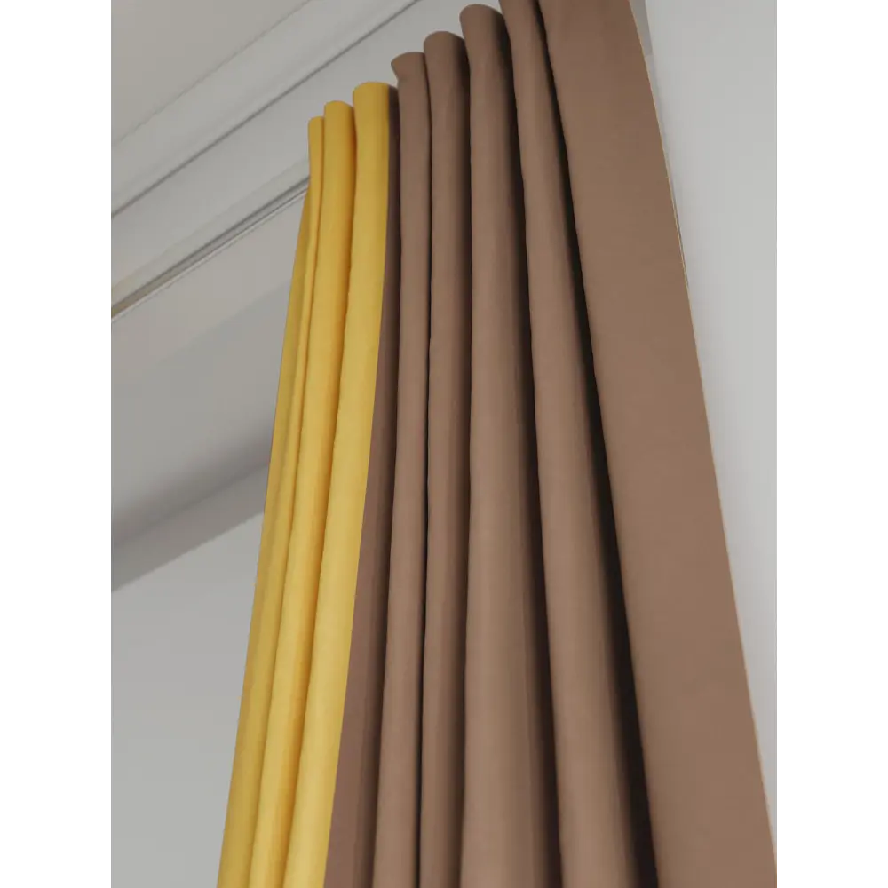 Фото 5 Комплект штор на ленте At Home Нобиус сатин 145x320 см цвет коричневый/желтый AA213609-320 Фото 5 Комплект штор на ленте At Home Нобиус сатин 145x320 см цвет коричневый/желтый AA213609-320