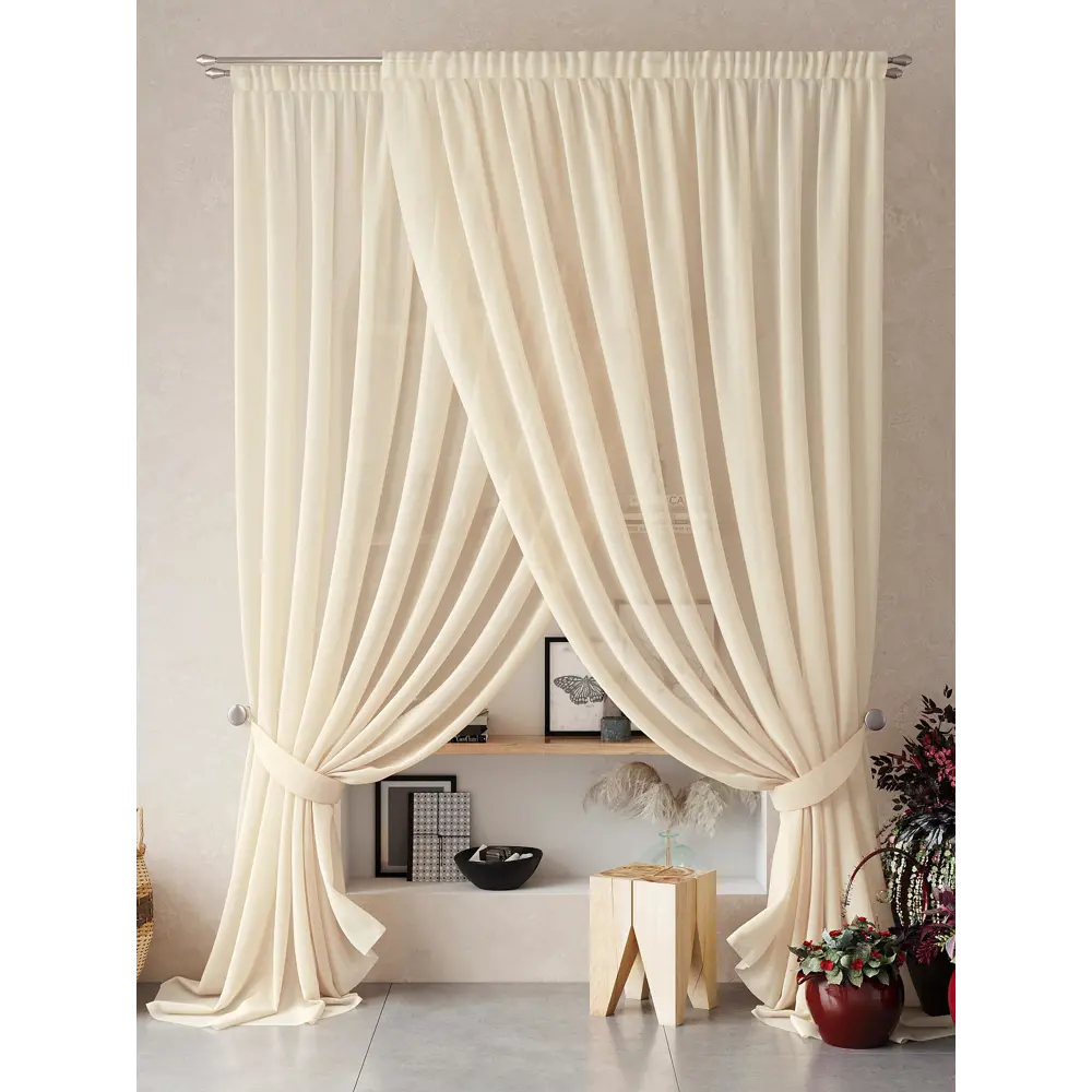 Фото Тюль на ленте At Home Нариа вуаль 300x260 см цвет бежевый AA207263-260 Фото Тюль на ленте At Home Нариа вуаль 300x260 см цвет бежевый AA207263-260