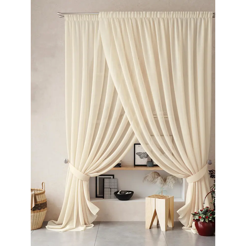 Фото 6 Тюль на ленте At Home Нариа вуаль 300x260 см цвет бежевый AA207263-260 Фото 6 Тюль на ленте At Home Нариа вуаль 300x260 см цвет бежевый AA207263-260