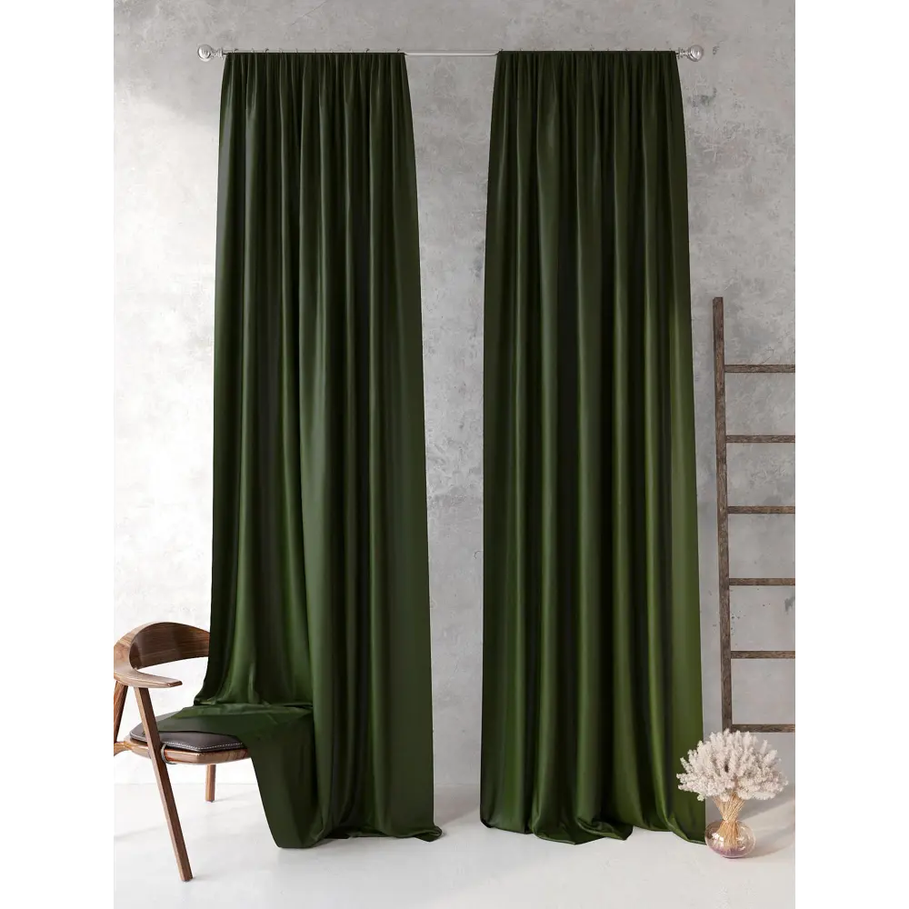 Фото 7 Комплект штор на ленте At Home Блэки блэкаут 150x260 см цвет зеленый AA213028-260