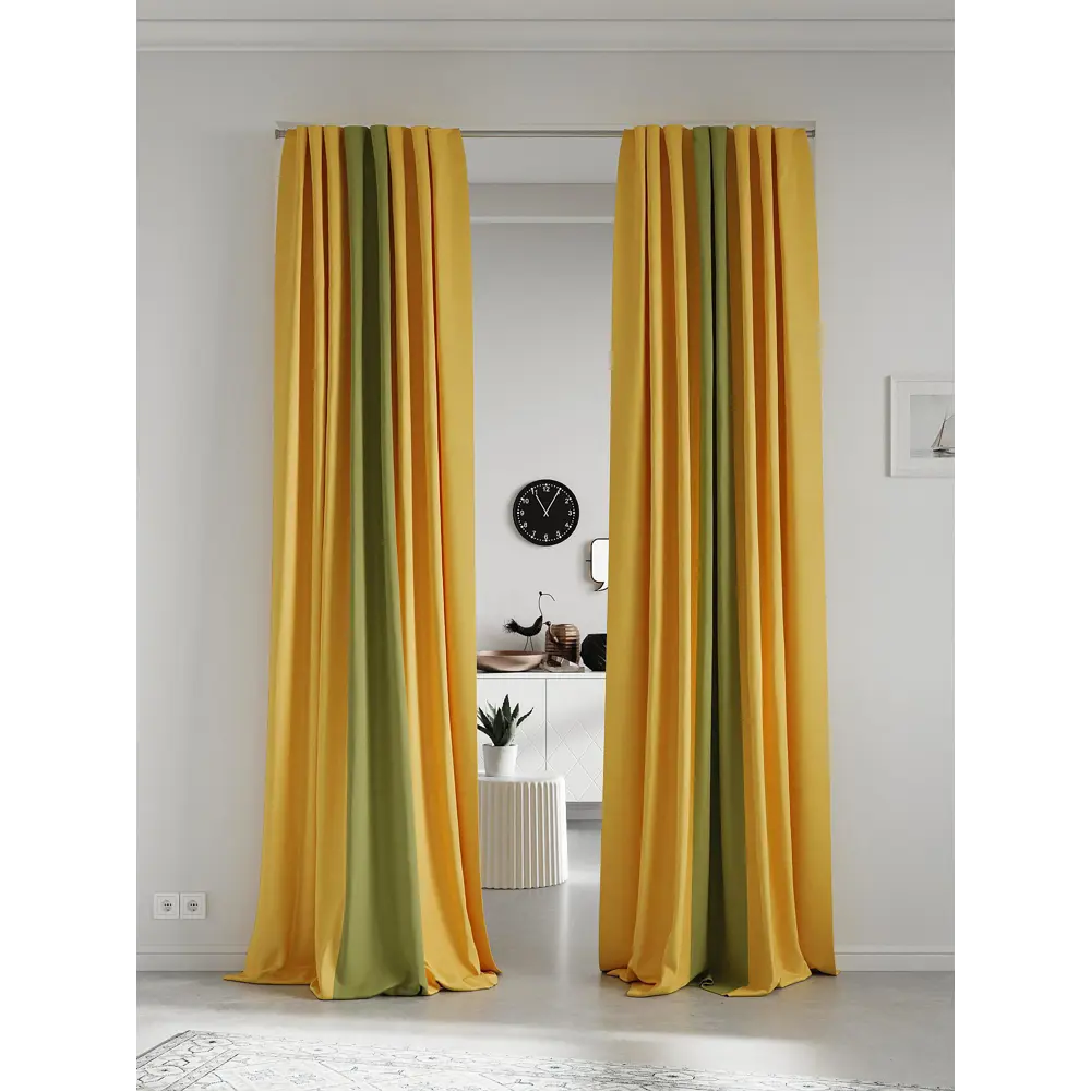 Фото 2 Комплект штор на ленте At Home Нобиус сатин 180x270 см цвет зеленый AA213584-270