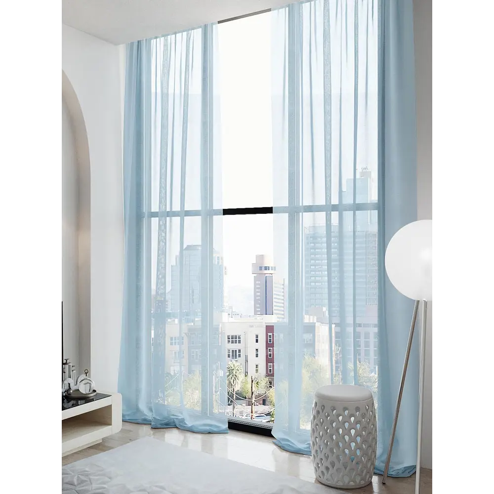 Фото 2 Тюль на ленте At Home Сиприон вуаль 150x290 см цвет голубой AA123501