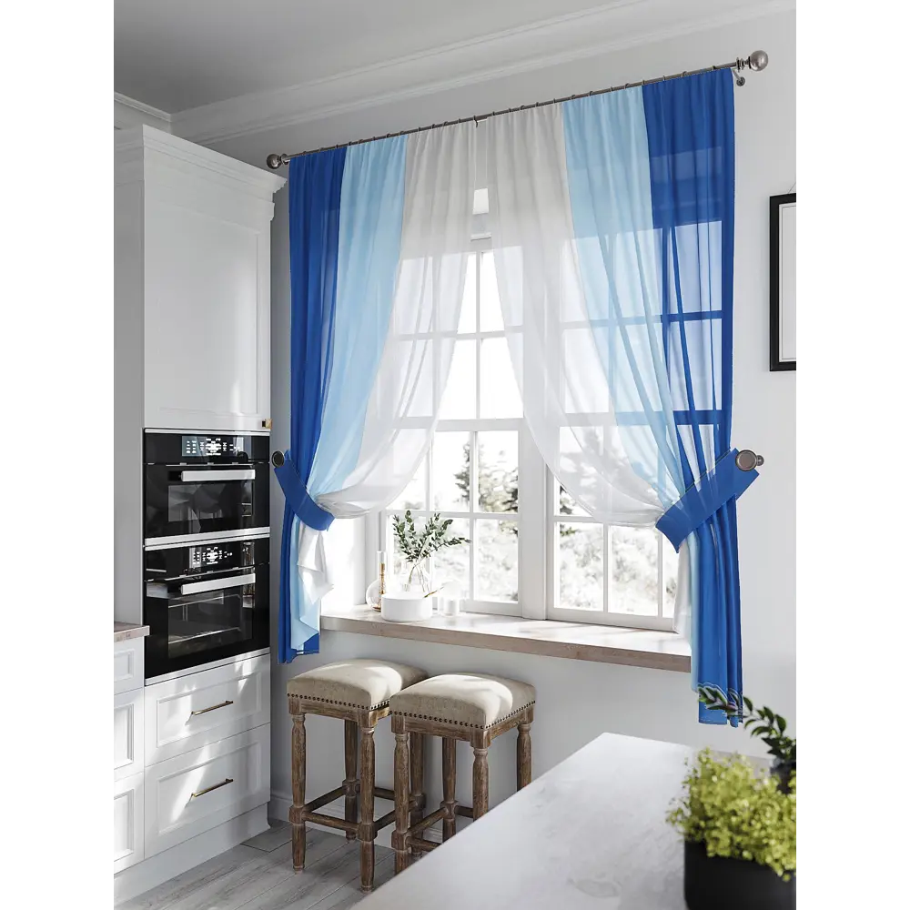 Фото 2 Тюль на ленте At Home Инганс вуаль 140x180 см цвет голубой AA207124 Фото 2 Тюль на ленте At Home Инганс вуаль 140x180 см цвет голубой AA207124