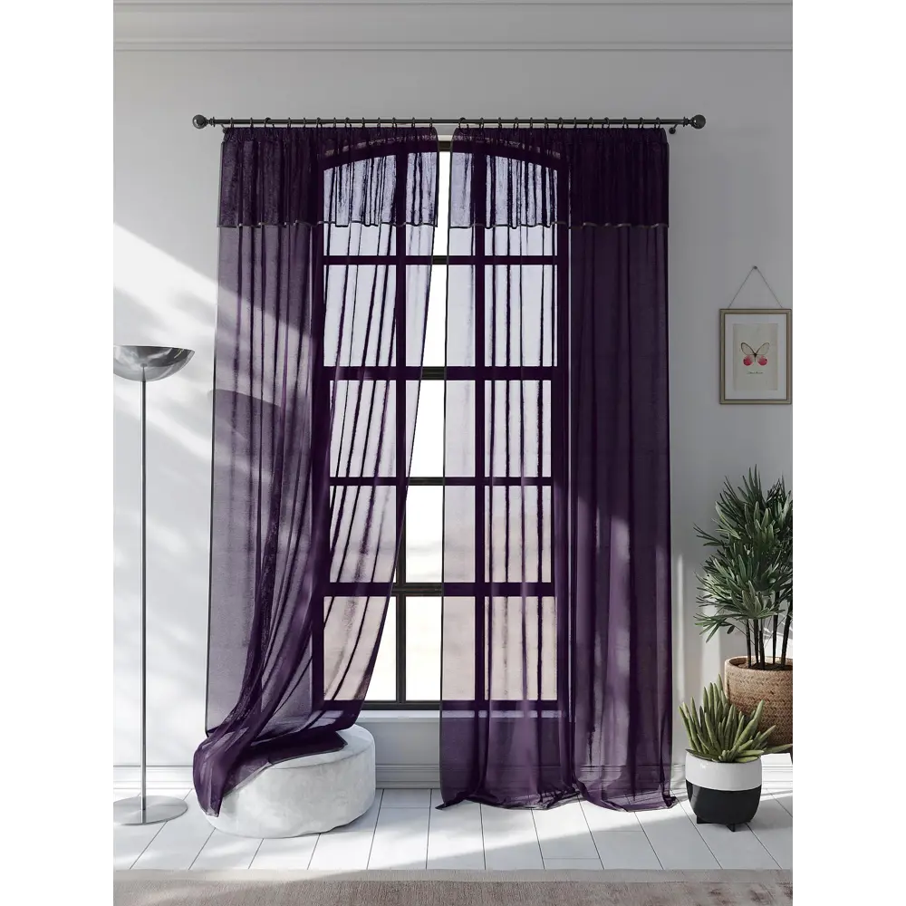 Фото 4 Тюль на ленте At Home Ланбика вуаль 200x250 см цвет фиолетовый AA207246