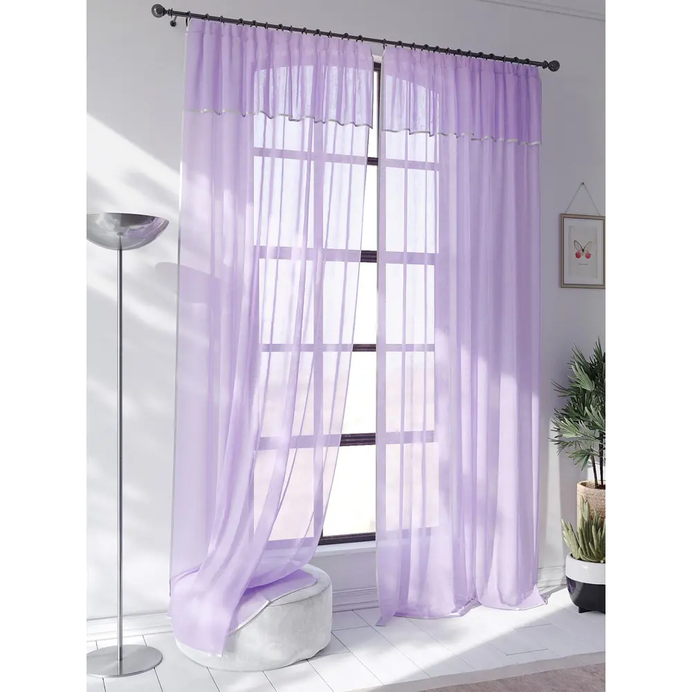 Фото 2 Тюль на ленте At Home Сакнар вуаль 200x250 см цвет фиолетовый AA207226 Фото 2 Тюль на ленте At Home Сакнар вуаль 200x250 см цвет фиолетовый AA207226