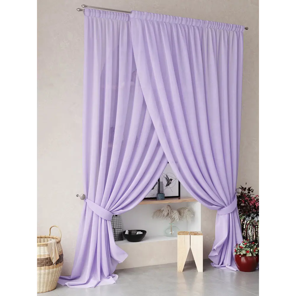 Фото 4 Тюль на ленте At Home Нариа вуаль 300x250 см цвет фиолетовый AA207255-250 Фото 4 Тюль на ленте At Home Нариа вуаль 300x250 см цвет фиолетовый AA207255-250