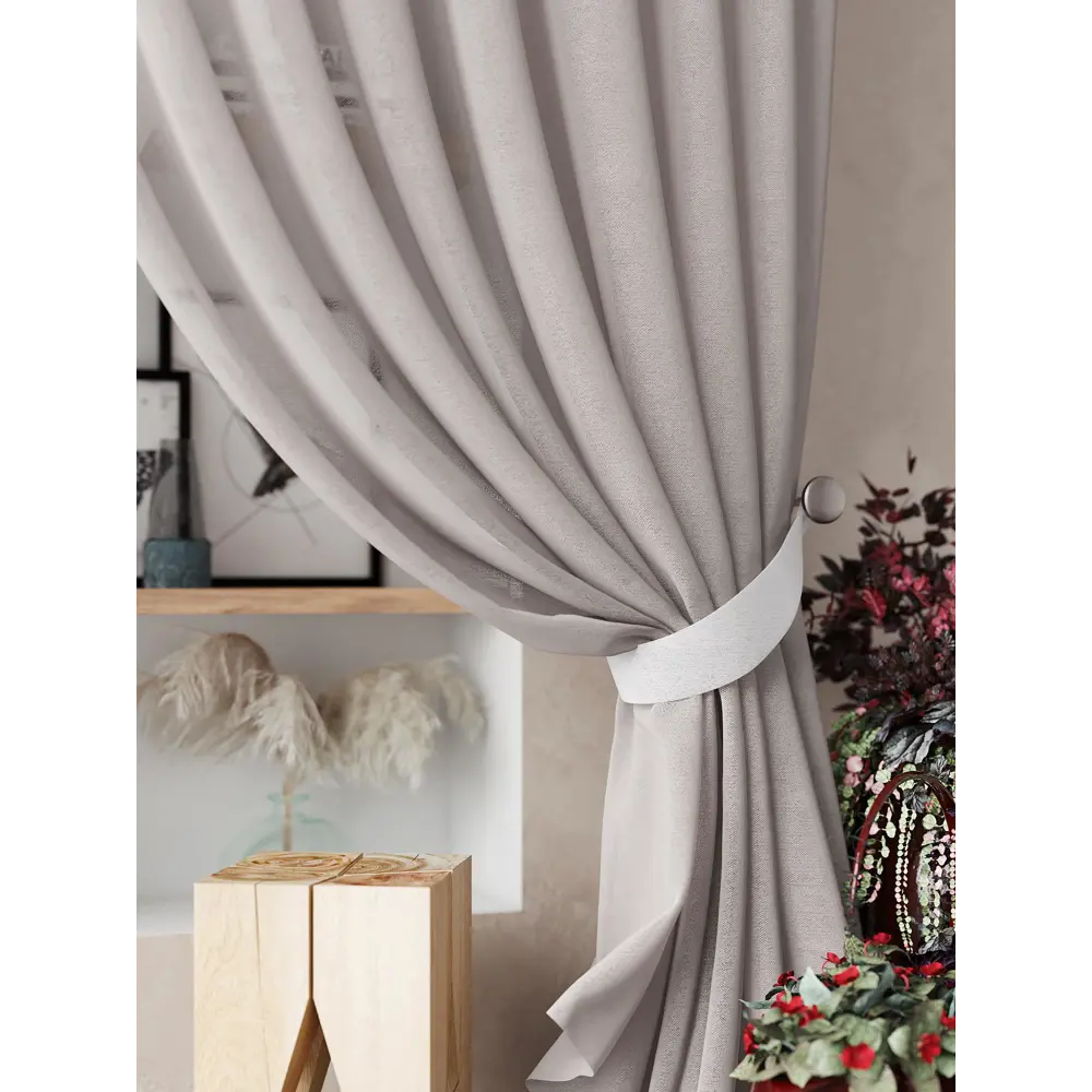 Фото 5 Тюль на ленте At Home Нариа вуаль 300x290 см цвет серый AA207254-290