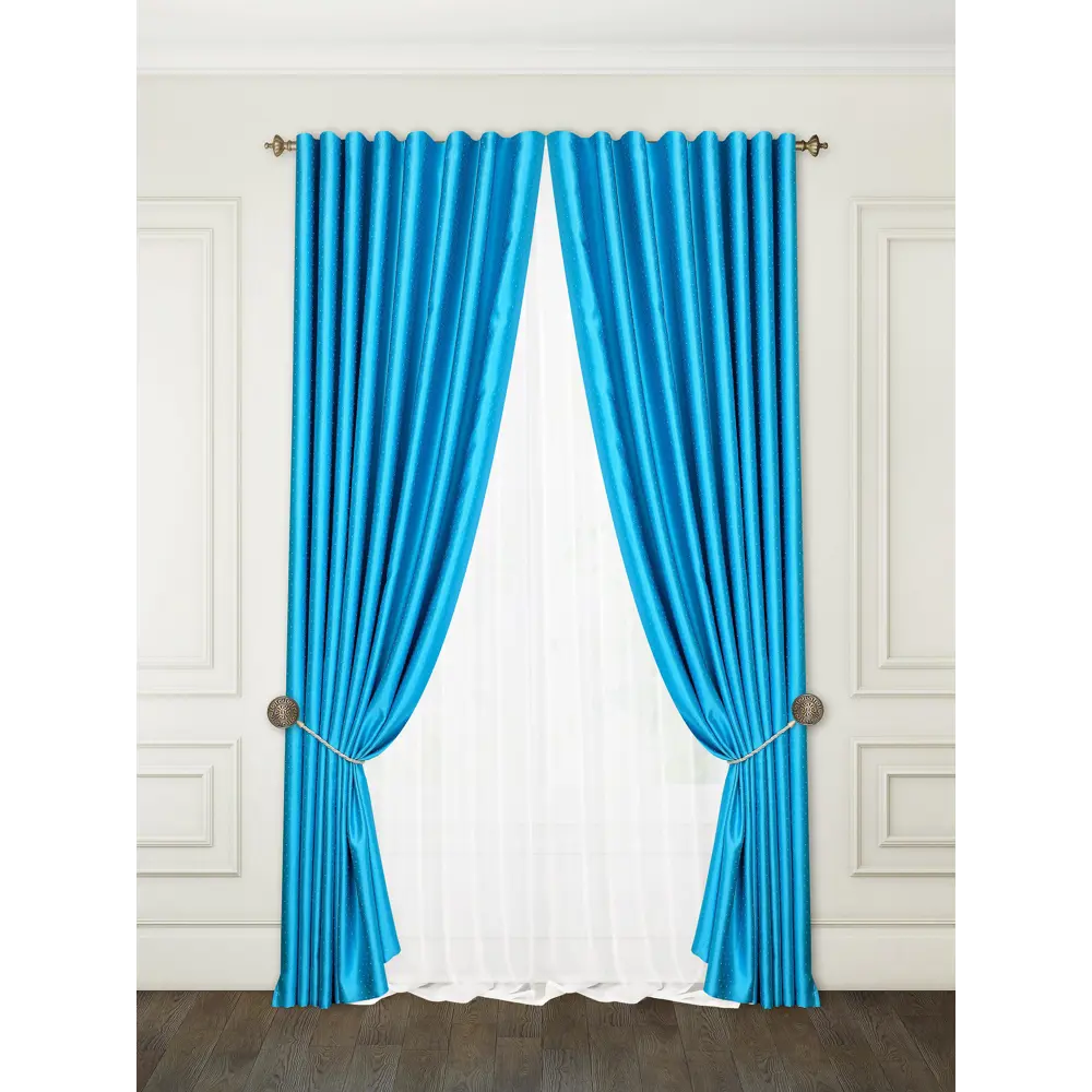 Фото 2 Комплект штор на ленте At Home Алиями вуаль 240x250 см цвет белый/голубой/бирюзовый AA204053 Фото 2 Комплект штор на ленте At Home Алиями вуаль 240x250 см цвет белый/голубой/бирюзовый AA204053