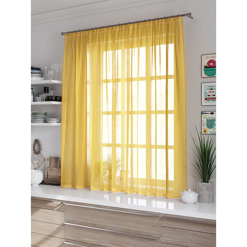 Фото 2 Тюль на ленте At Home Вет вуаль 300x180 см цвет желтый AA122233