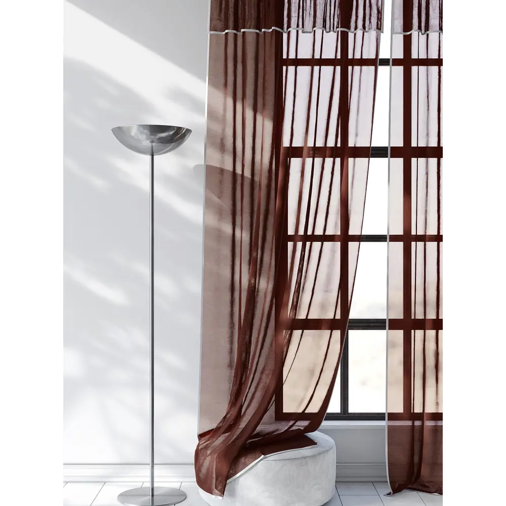 Фото 3 Тюль на ленте At Home Сакнар вуаль 200x250 см цвет коричневый AA207230