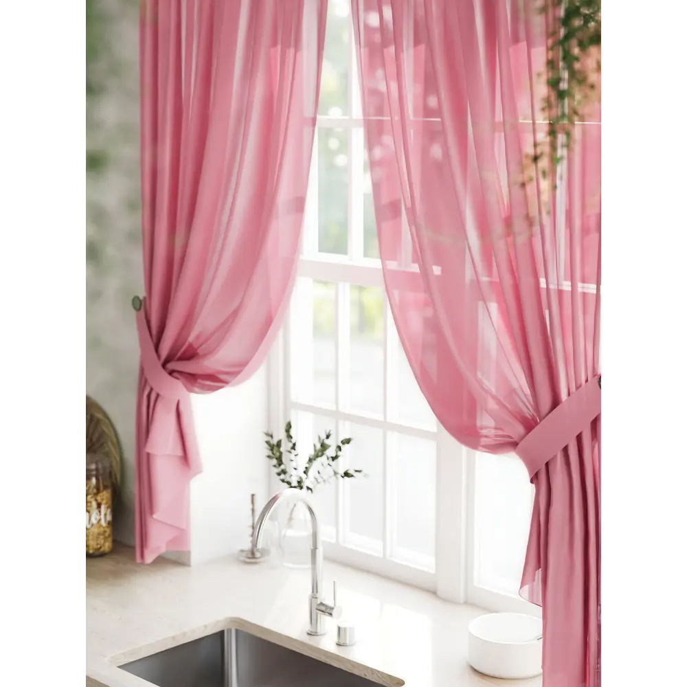 Фото 4 Комплект штор на ленте At Home Рилка-К вуаль 150x170 см цвет коралловый AT207543 Фото 4 Комплект штор на ленте At Home Рилка-К вуаль 150x170 см цвет коралловый AT207543