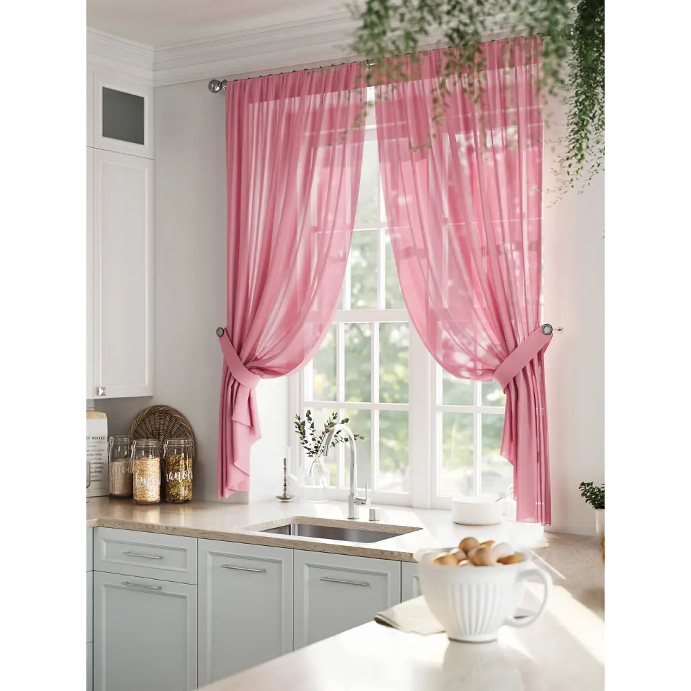 Фото 3 Комплект штор на ленте At Home Рилка-К вуаль 150x170 см цвет коралловый AT207543 Фото 3 Комплект штор на ленте At Home Рилка-К вуаль 150x170 см цвет коралловый AT207543