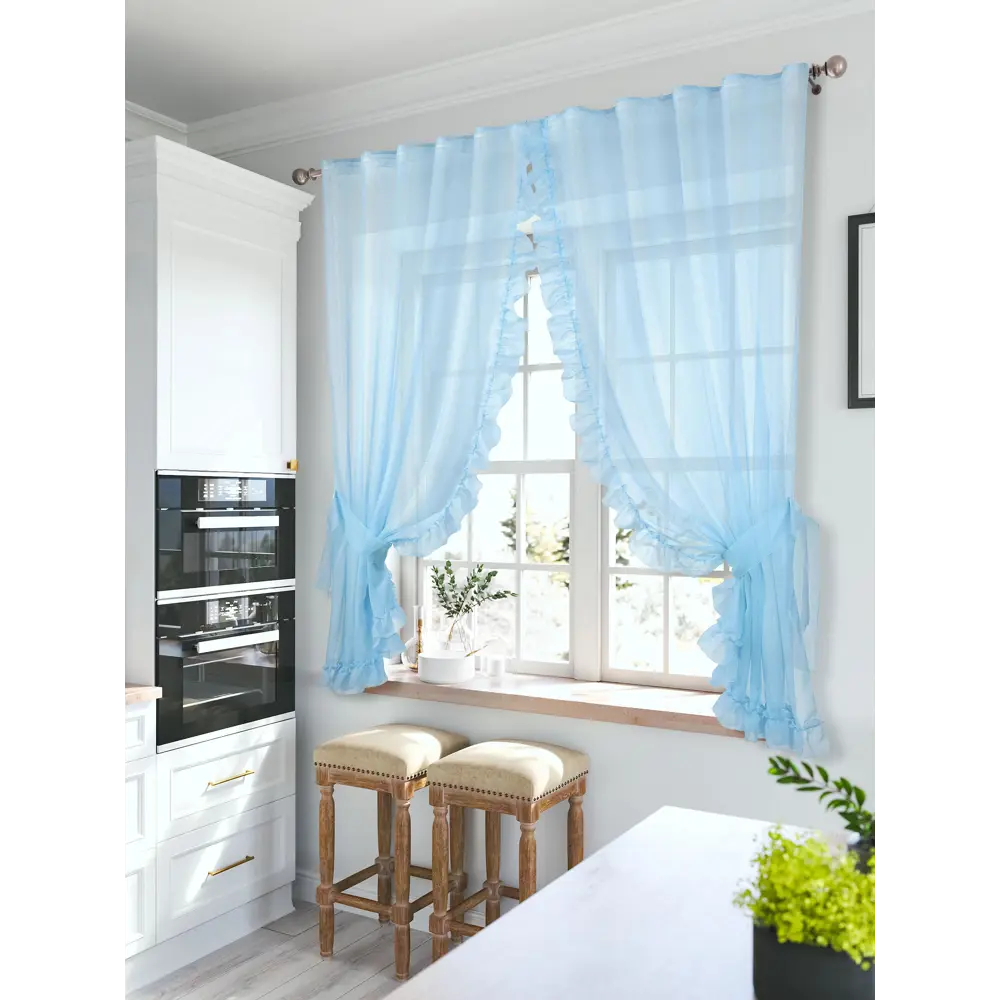 Фото 2 Комплект штор на ленте At Home Илизи вуаль 150x180 см цвет синий ATAPI207544 Фото 2 Комплект штор на ленте At Home Илизи вуаль 150x180 см цвет синий ATAPI207544